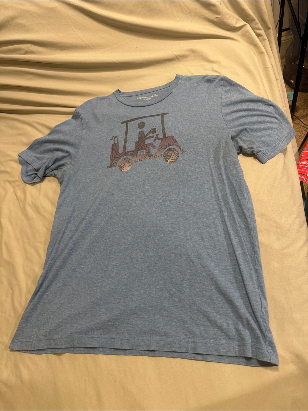 Travis Mathew Blue Heather Golf Cart Graphic Short Sleeve Tee